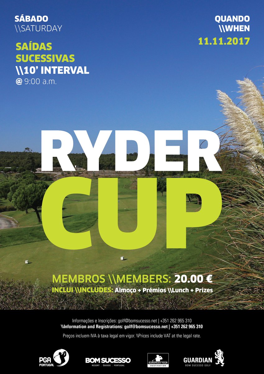 The Ryder Cup is just around the corner! See you there!
⛳️🌾💪🏽🍝🍰🍷🍷🏆🎉🍷🎉😎
#ryder #cup #golf #members #family #friends #goodtimes #bomsucesso #tournament #weekend #Obidos #Portugal