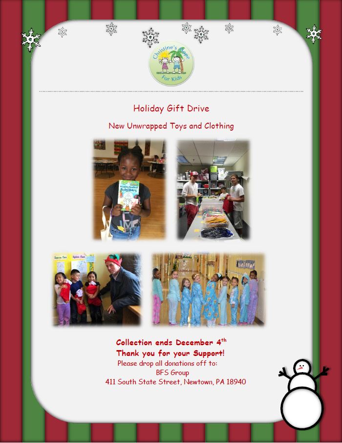 BFSGroupBOLI's tweet photo. It's that time of year again, drop off all donations to the BFS Group #Newtown office!  #ForTheKids #HolidayHelpers #DonateNow #ToysforChristmas #PayItForward #Toys #Kids #Charity #GivingBack @buckshappening @NewtownPAPatch https://t.co/8A8nSAqiyC