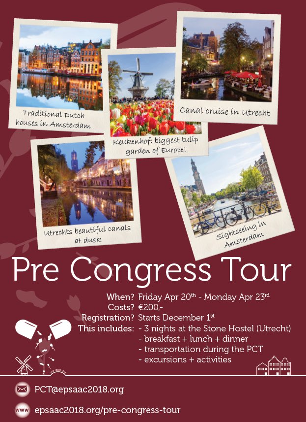 EPSAAC2018's tweet photo. Have you already checked out our amazing program for the Pre Congress Tour in the Netherlands? Check out https://t.co/ICPE43xwrL https://t.co/uD7a5mZihe