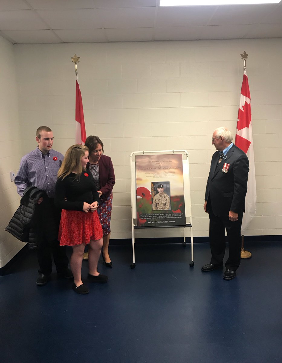 OctagonPond's tweet photo. The Sgt. Donald Lucas Commons is officially open! We are truly honoured to have our Library dedicated to such an amazing man! https://t.co/Wv9EwU3Uh4