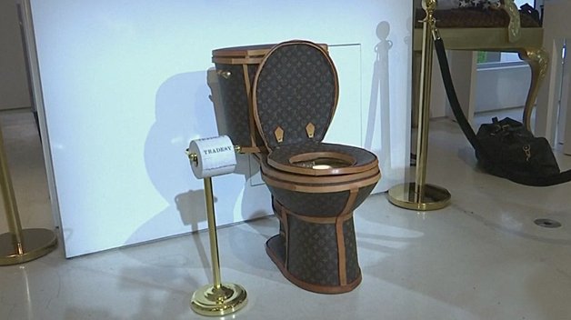 KCAL News on X: Sit in the lap of luxury: $100,000 golden toilet