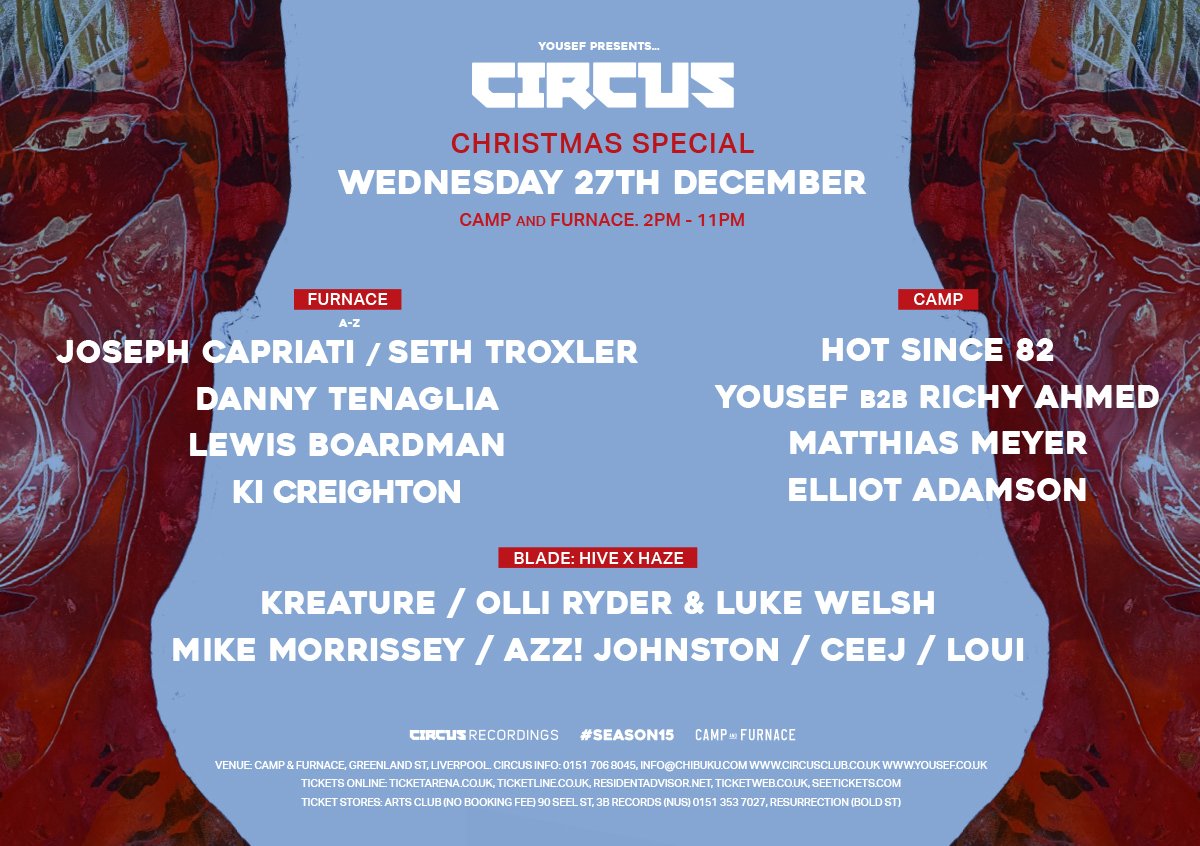 *** LINE UP REVEALED *** CHRISTMAS SPECIAL ***

WEDS 27TH DECEMBER // CAMP &amp; FURNACE // 2PM - 11PM

PRE SALE TOMORROW @ 9AM // GENERAL SALE MON @ 9AM