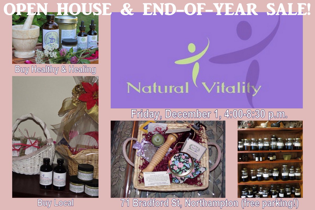 Buy Healthy &amp; Healing --Open House &amp; End-of-Year Sale 12/1 #NorthamptonMA ...join us for snacks and shopping!  #BuyLocal #WesternMA