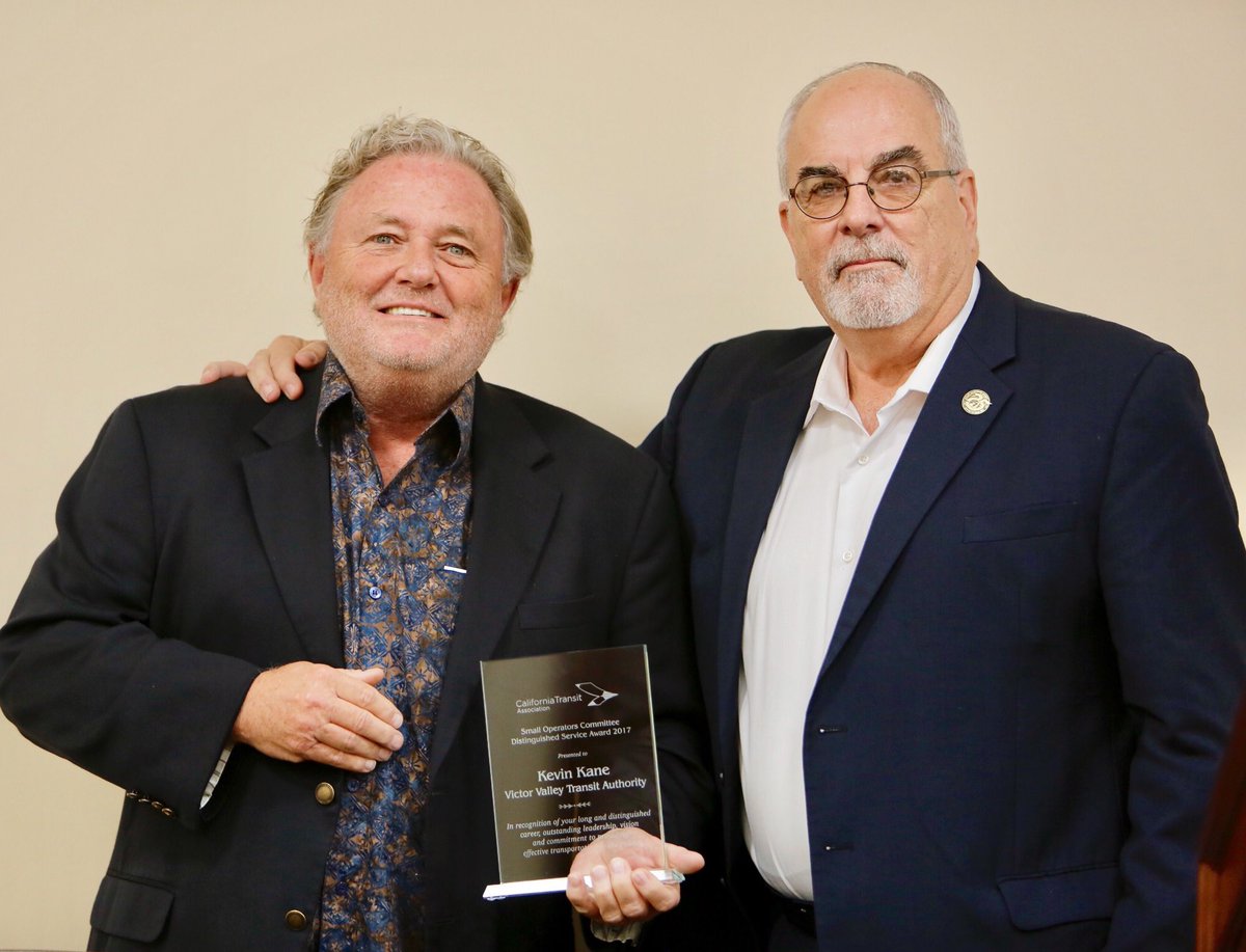 CalTransit's tweet photo. The Small Operator Distinguished Service Award goes to Kevin Kane, ED/CEO Victor Valley Transit Authority @VVTransit. #caltransit52 https://t.co/HEvMiuFkrf