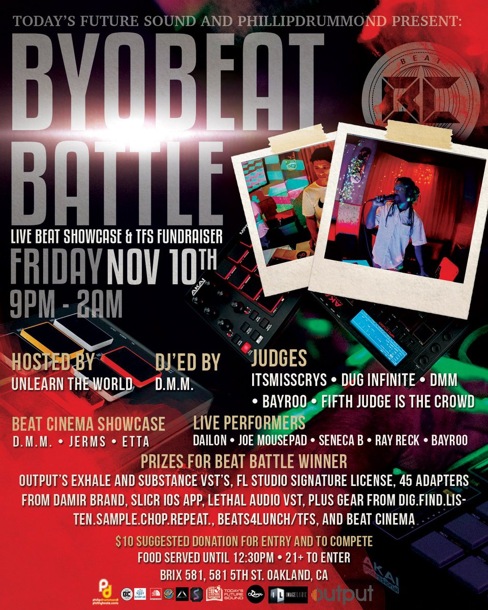 TFS_beats's tweet photo. For all 5th Element Symposium @IDAStanford #IDA5E attendees! Come check out Today's Future Sound's BYOB Beat Battle TOMORROW from 9pm-2am in Downtown Oakland!! #HipHopEd #HipHoped https://t.co/VKCCL3yFM5