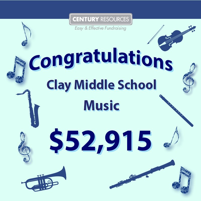 CenturyResource's tweet image. Congratulations Clay Middle School Music Department on your successful FUNDRAISER!!! #CenturyResources #FUNdraisingPros