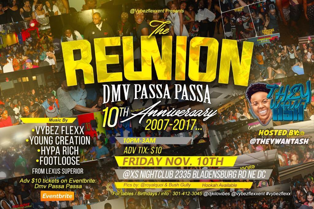 nsehigh's tweet photo. **THIS FRIDAY**
DMV PASSA PASSA 🇯🇲10YR ANNIVERSARY 
XS Nightclub 2335 Bladensburg Rd NE DC
10pm-3am 
🎟 LINK IN MY BIO #DMVPASSAPASSA https://t.co/tQUdWT7v7P