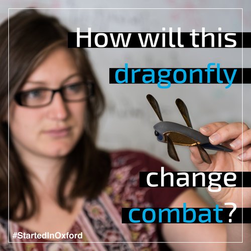 UniofOxford's tweet photo. Small scale silent surveillance with a dragonfly drone. How are @AnimalDynamic changing combat? #StartedInOxford https://t.co/pvXQJk3F2C https://t.co/rtMOVmDwqt