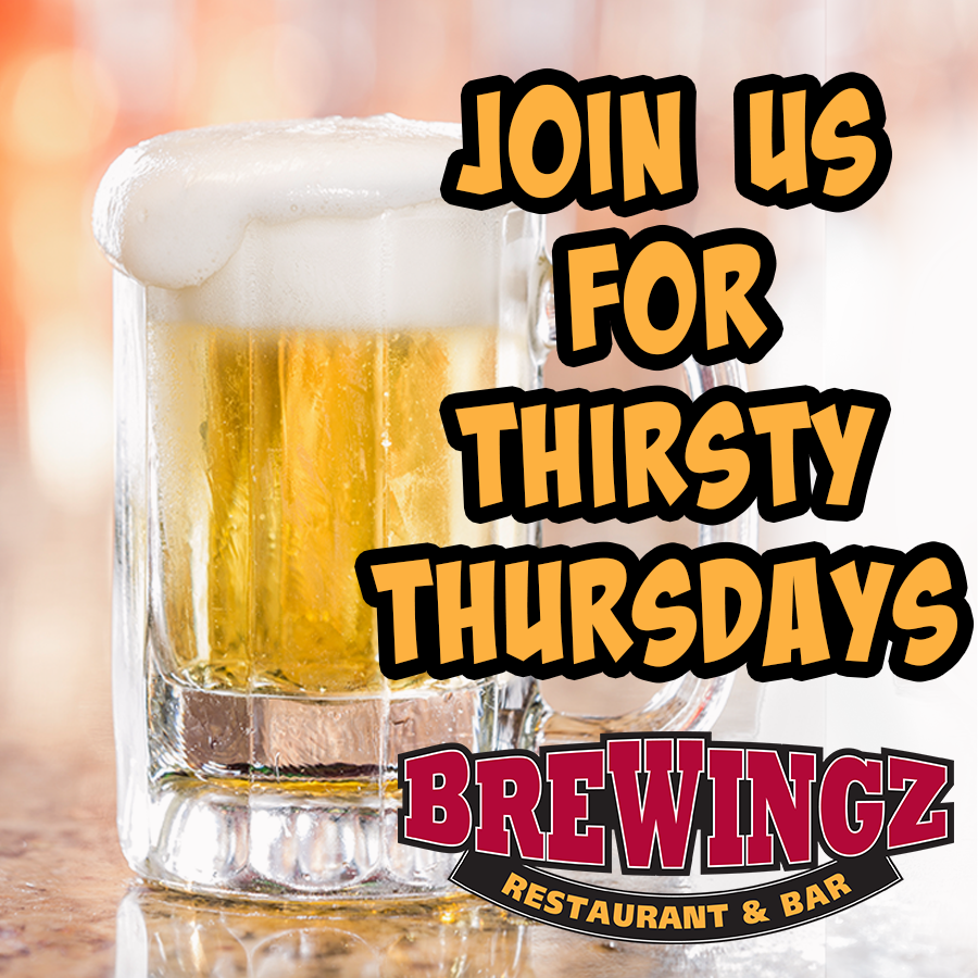 BreWingZ's tweet photo. #TGIT! Enjoy #ThursdayNightFootball and begin the weekend right with our 99¢ drafts ALL DAY for #ThirstyThursday! #Specials #DraftSpecials https://t.co/jI5KrNajDU