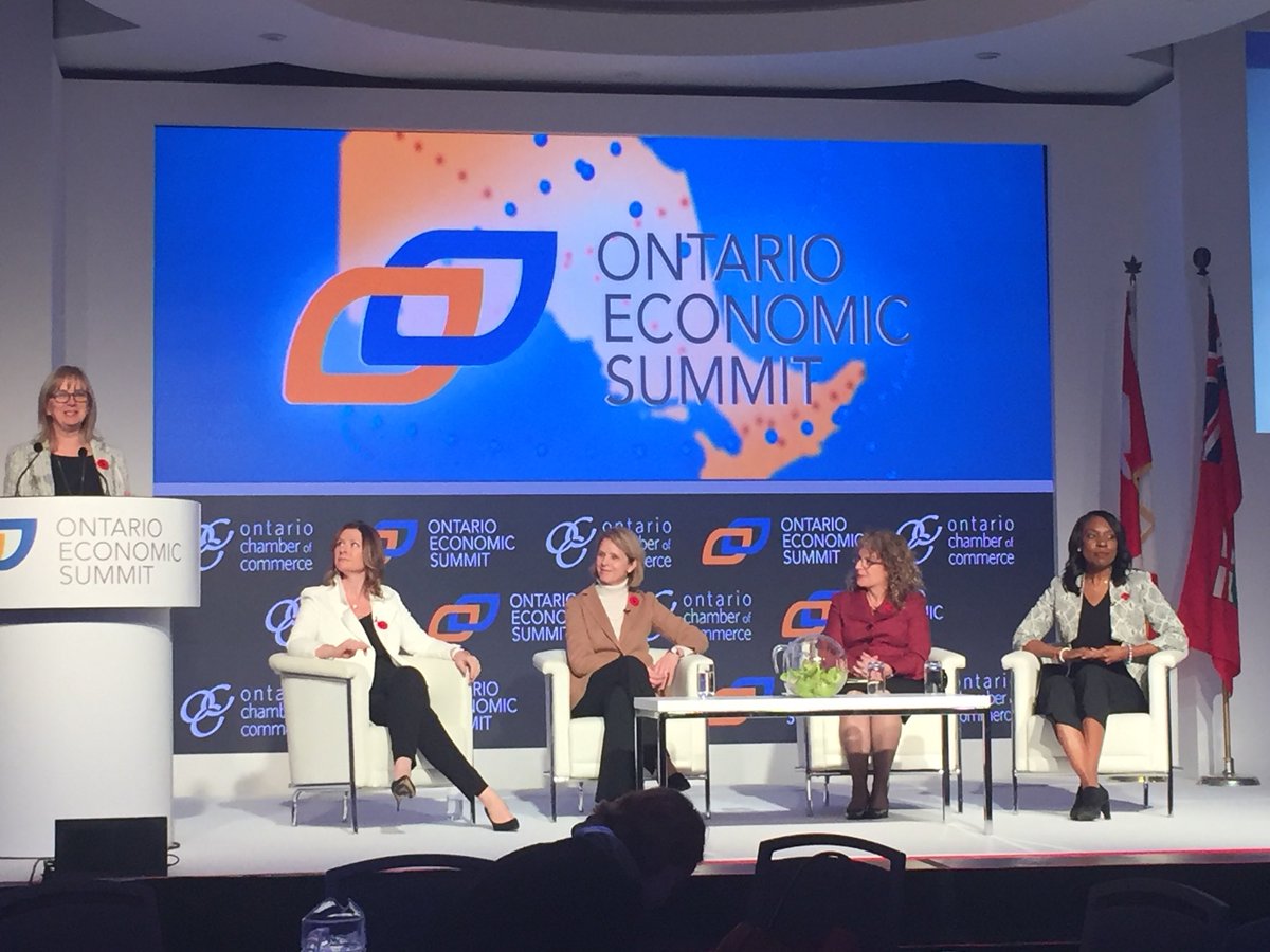 ptbochamber's tweet photo. @GE_Canada Kim Warburton leading panel on resilient skills for the workforce @ActuaCanada @RBC_Canada Hon. @MitzieHunter #OCWI #OES2017 https://t.co/GUCrquloH9