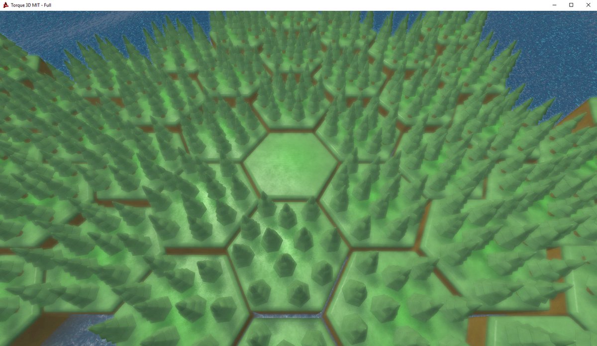 Zweshi's tweet photo. World generation code/style tweaking continues to take shape, still much to do but a very enjoyable process so far #torque3d #gamedev #indiedev https://t.co/b4PTQtXSr3