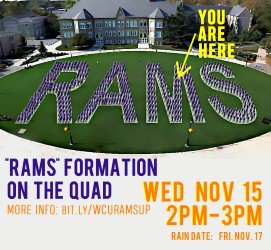 WCUofPA's tweet photo. @WestChesterIFC Want your Fraternity to be featured in West Chester University's Official video? Grab your letters &amp; come out for the filming Wed. Novemeber 15th! Register your organization at https://t.co/BY2npYlxIW  #RamsUp https://t.co/MtHoipME5l