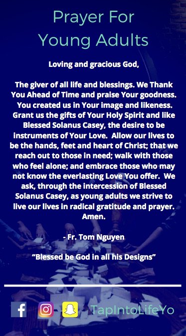 CapSoupKitchen's tweet photo. A prayer for young adults #TapIntoLife #Catholic #Detroit https://t.co/UTmgrViLaX