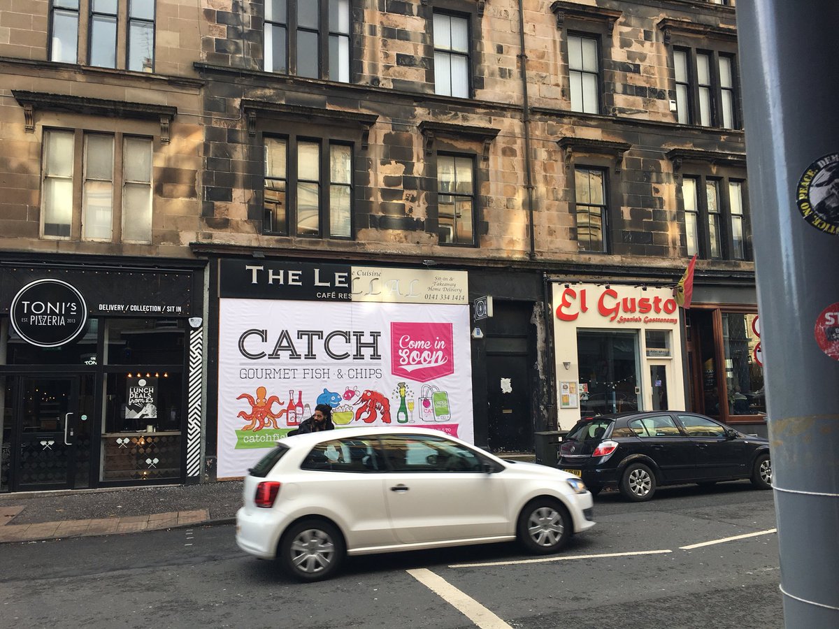 CairnProperty's tweet photo. Look who”s moving in opposite us we’ll have to watch our waistlines now #CATCHfishandchips #GibsonSt #Woodlands #Glasgowwest #fishandchips https://t.co/2WRj8pBREz