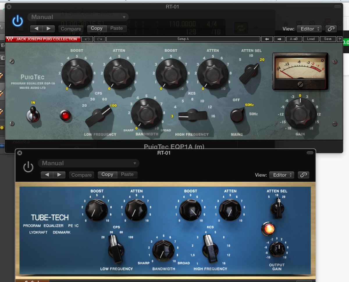 bandcampdiaries's tweet photo. Testing two #pultec style EQ #plugins. Which one is your favorite? @SoftubeStudios @WavesAudioLtd #puigtec #tubetech #mixing #audio https://t.co/UThuv5Vwmo