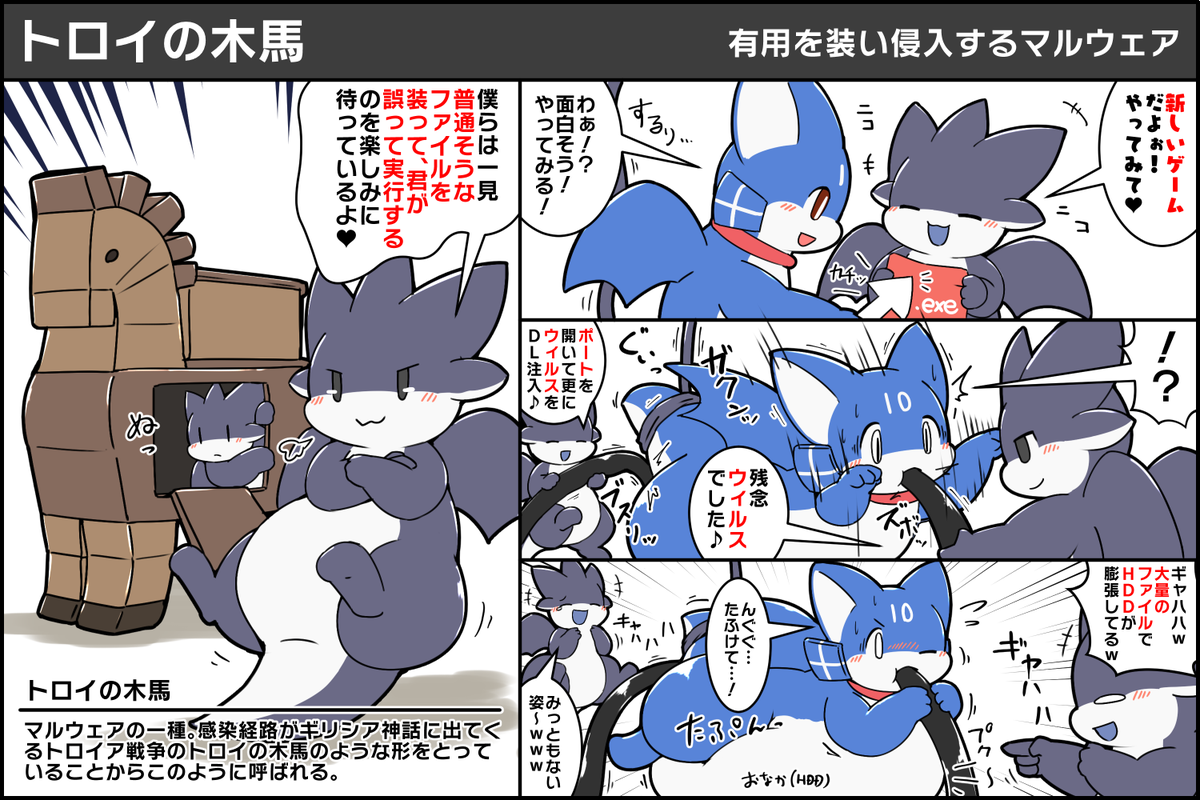 裏の顔に脅威を潜めるマルウェア トロイの木馬くんのイタズラ手法 #擬竜戯画 