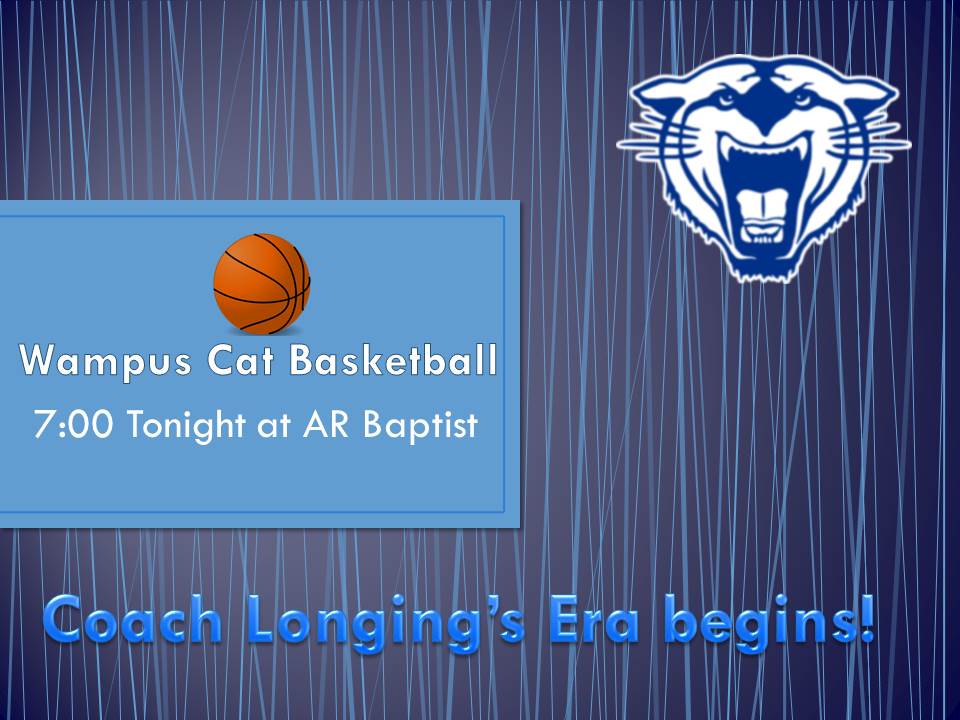 ConwayAthletics's tweet photo. Best of luck tonight Coach Salty Longing on your HEAD Coaching Debut! #wampuscatforlife  #yourteam  #gowampuscats https://t.co/kIR1vbBwgw