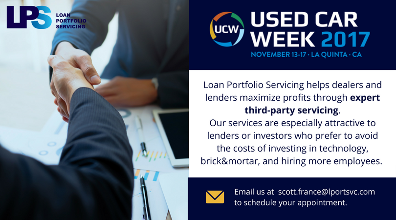 lport_svc's tweet photo. Loan Portfolio Servicing helps dealers and lenders maximize profits through expert third-party servicing. ✉️scott.france@lportsvc.com #UsedCarWeek #AutoFinCon #UsedCarWeek2017 https://t.co/OK5JywtCP3