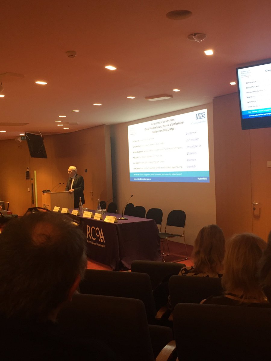 Gemmadovey's tweet photo. Exciting evening @RCoANews listening to @donberwick discuss clinical leadership #patientsafety #anaesthesiaworkforce @FMLM_UK https://t.co/H3WCcUfm9i