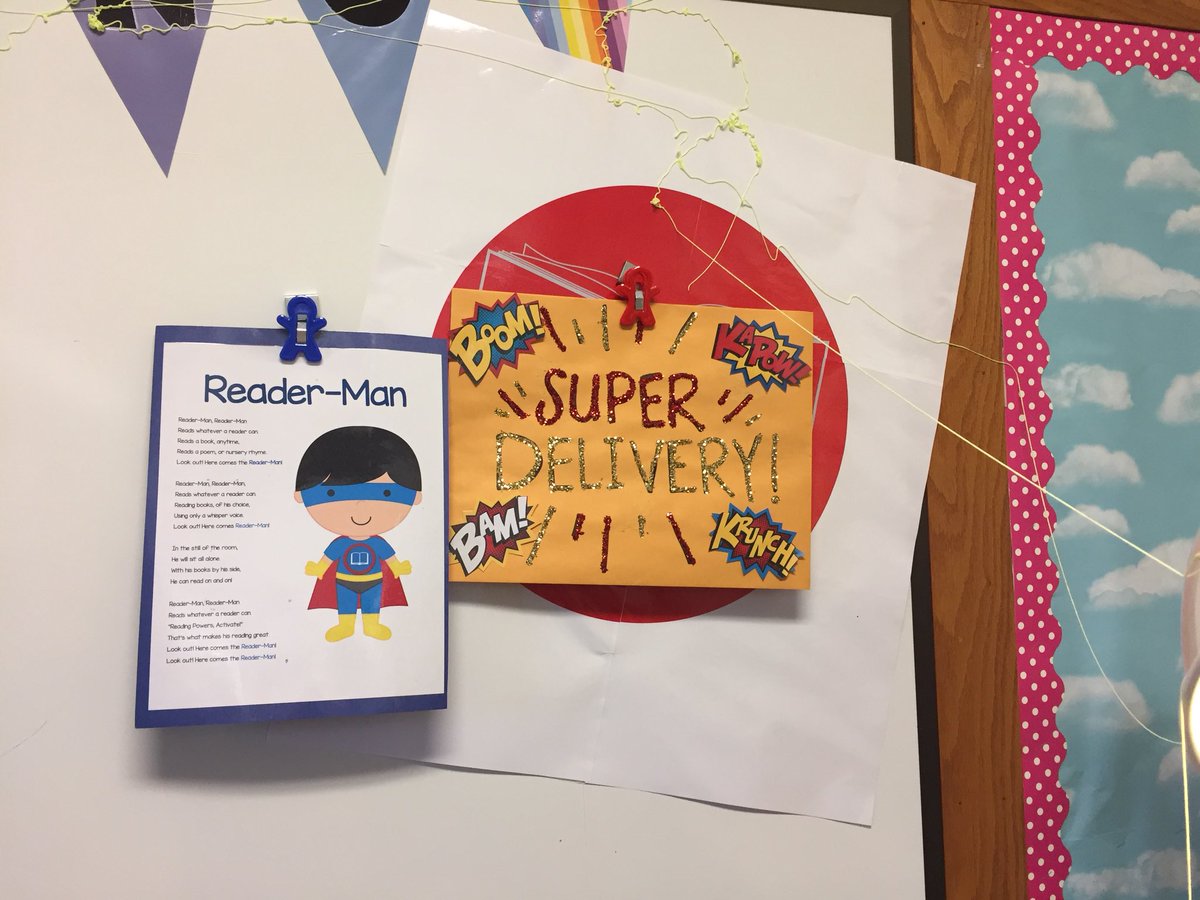 MrsRuterbusch's tweet photo. Reader Man snuck into our classroom today! We will learn our first Super Reading power next week!!!!!#troyunion #tsdthinkers https://t.co/6adQJViX9u