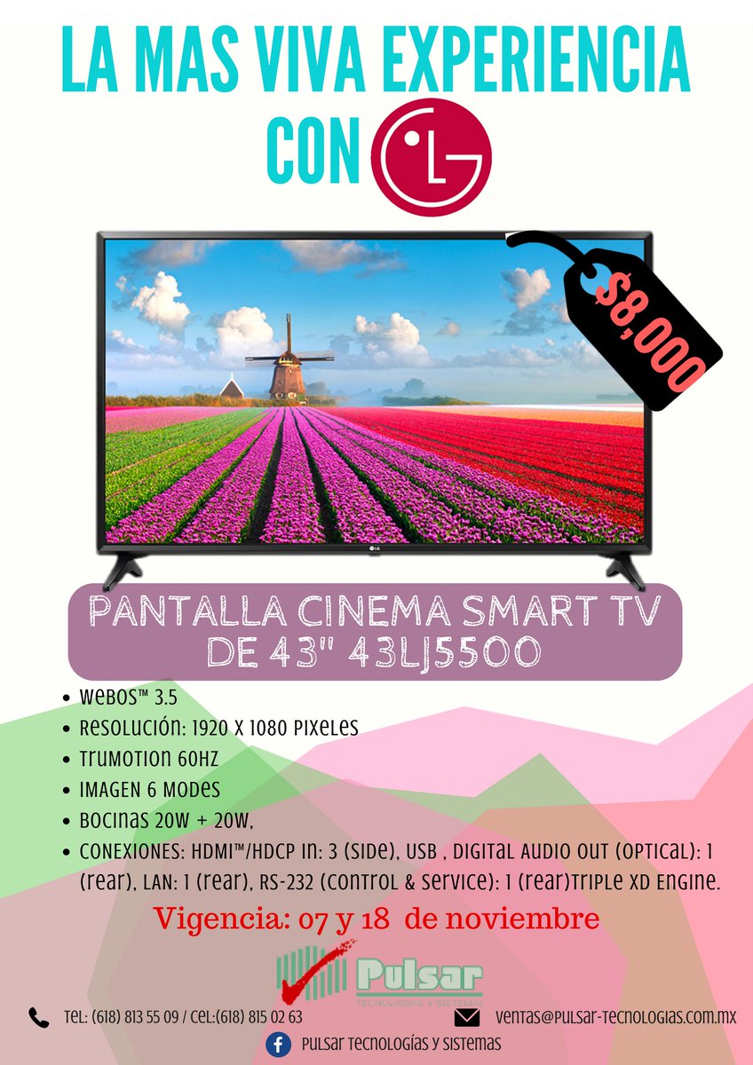 Pulsar_Dgo's tweet image. #DURANGO #TECNOLOGIA #TELEVISION #LG #VENTA