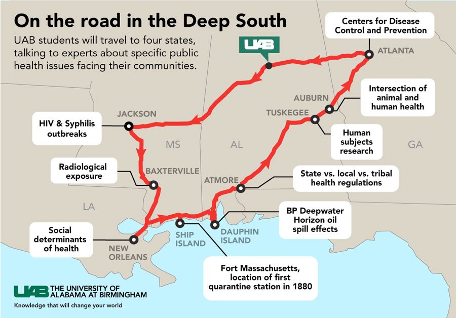 UABNews's tweet photo. New @uabSOPH travel course immerses @UABStudents in historic and contemporary #publichealth issues across the Southeast. 📍🗺️https://t.co/Jn1GLgYRfI https://t.co/pWDAGEajZy