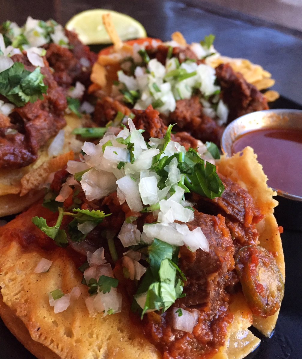 TresCarnales's tweet photo. Huracán- crispy tortillas topped w/ fried cheese & beef slow braised w/ beer & chocolate.
#Rodeo #CFR2017 #PBR #yegdt #yegeats #yegfood https://t.co/skBKIscDTb