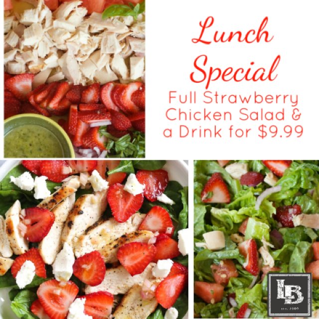 LBcateringco's tweet photo. Today's lunch special at LB Court is a full size Fresh Strawberry Chicken Salad + a drink for only $9.99!  :) https://t.co/c7JtbIwDtR