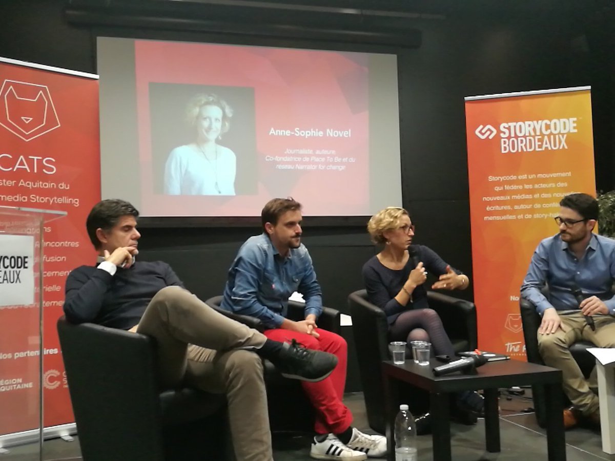 StorycodeBDX's tweet photo. On accueille des maintenant Laurent Beccaria qui vient nous présenter le projet @ebdolejournal et @FLOLVAVL pour le projet @RevueFarOuest 
Et Anne-Sophie Novel qui ouvre la table ronde
#storycodebdx https://t.co/WSJFdmfa7Z