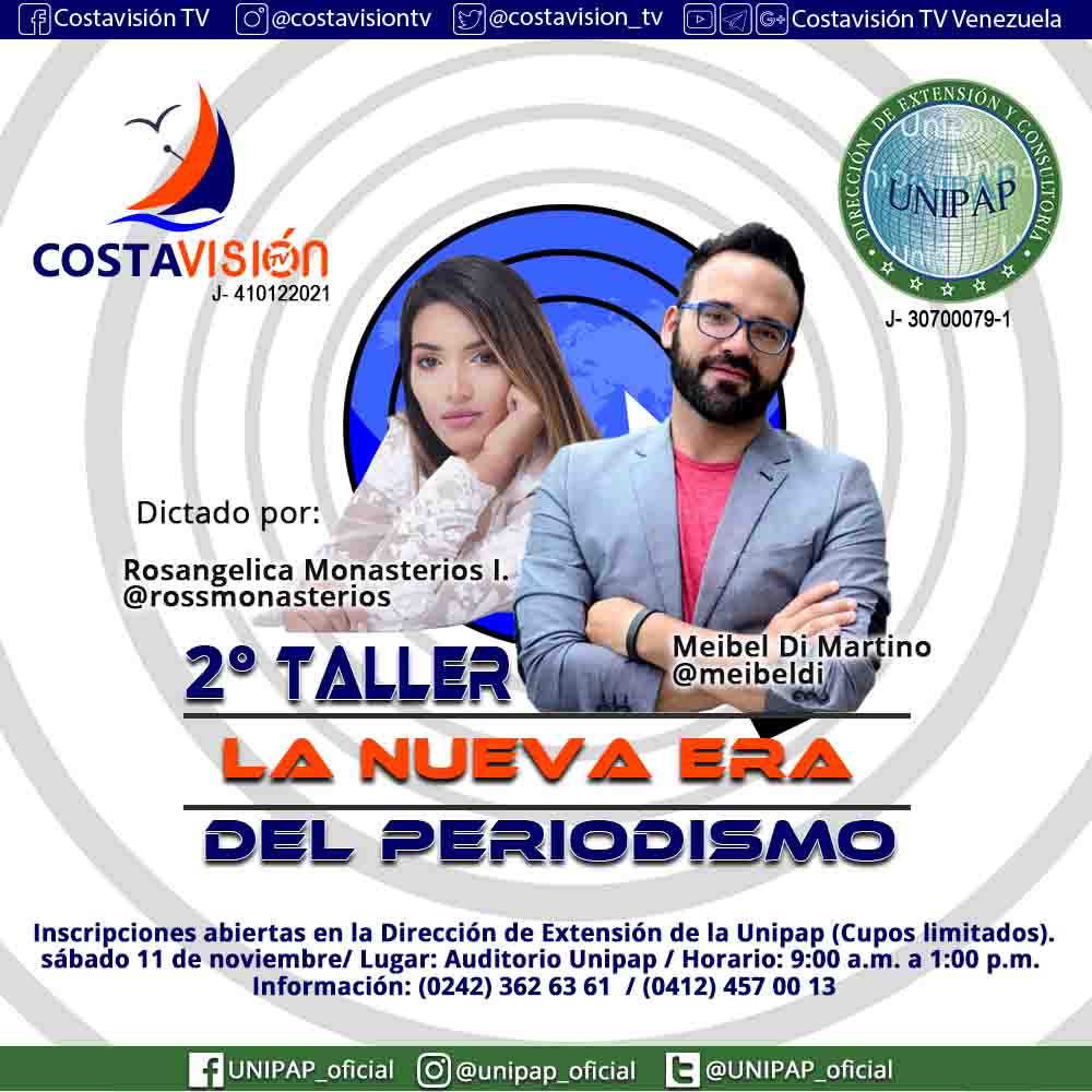 CARLOSREDACCION's tweet photo. Quedan pocos cupos para taller de Plataformas Digitales con @RossMonasterios  y @meibeldi #Inscribete @UNIPAP_Oficial https://t.co/vwK8gTC2Fm