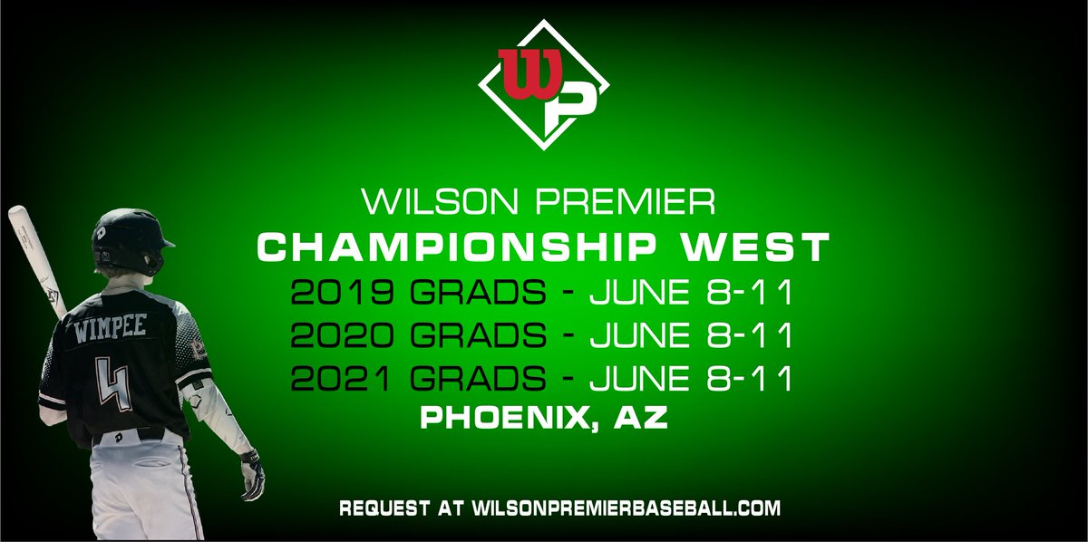WilsonPremierBB's tweet photo. Summer ‘18 is calling. Excited to announce dates and locations for #WilsonPremier Championship WEST. June 8-11 in Phoenix. Request at https://t.co/aoxjRiUU6F. https://t.co/5jf5S51fjO