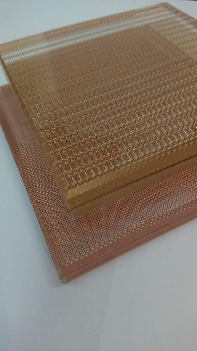 Some nice copper and brass mesh samples for a clients project #AGW#speciallaminate#glass