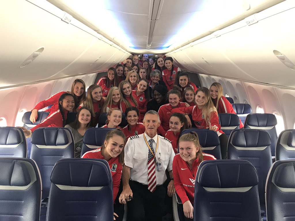 <a href="/slsgilgirls/">SLSG IL Girls</a> 01s and 02s enjoying the flight crew on <a href="/SouthwestAir/">Southwest Airlines</a> flight 876 to Phoenix for the first <a href="/theECNL/">The ECNL</a> showcase of the year!