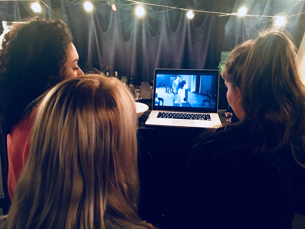 bacchtheatre's tweet photo. Here's a snapshot of @Madeleine_Kain, @GeorginaHutch15 and @ZoeBFlint getting some movement tips and inspiration whilst rehearsing @ColabF #TheBacchae #immersive https://t.co/r4RWMp458i