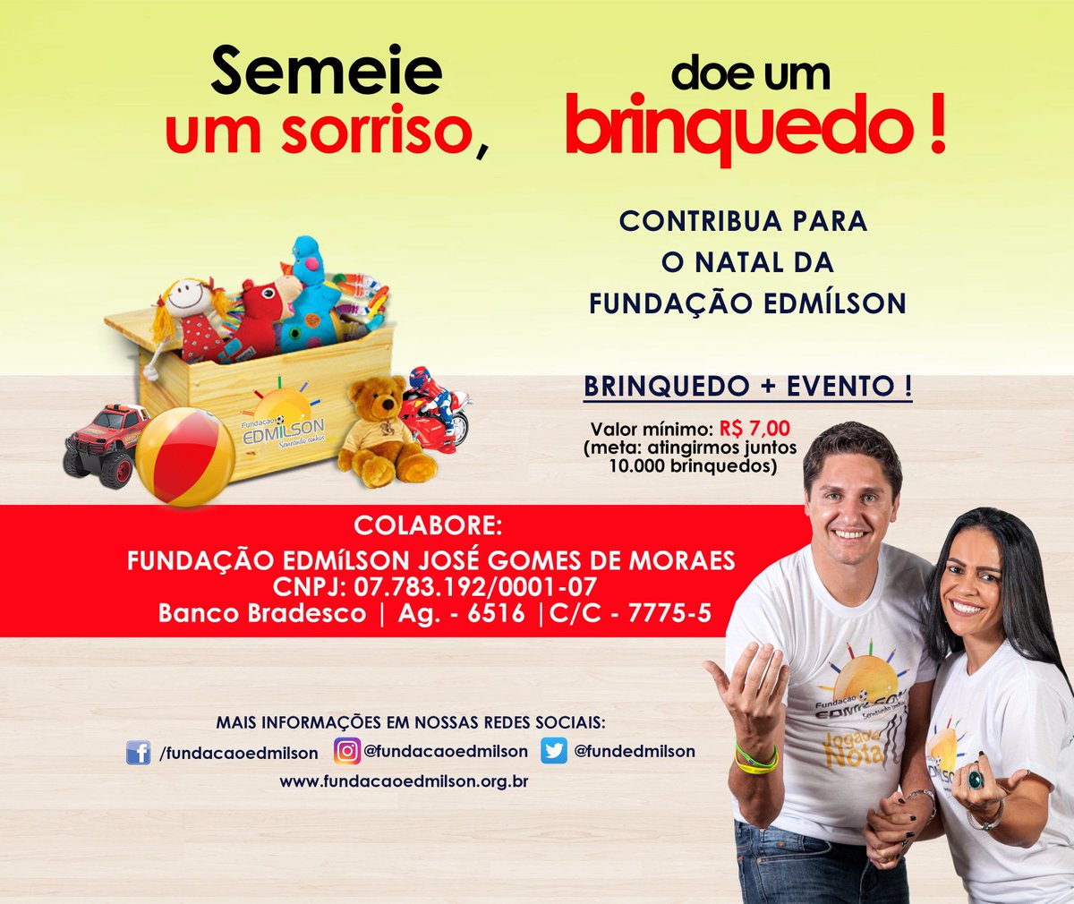 fundedmilson's tweet photo. Vamos semear sonhos? #fundacaoedmilson #natalsemeandosonhos #juntossomosmaisfortes https://t.co/XUfcpZiALx