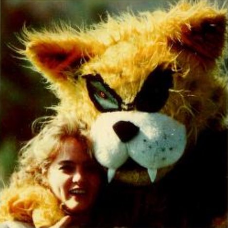 WCU's tweet photo. Paws hanging out with a @Catamounts fan! Do you have any more photos from the 1980's? #ThrowbackThursday #CatamountForLife https://t.co/EaUQWWvxBW