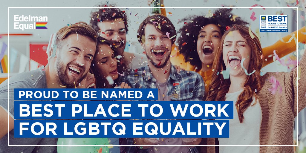 EdelmanSEA's tweet photo. Proud to celebrate a perfect 💯 score on the @HRC Corporate Equality Index! #EdelmanEqual #CEI2018 https://t.co/rp96yVmx1p
