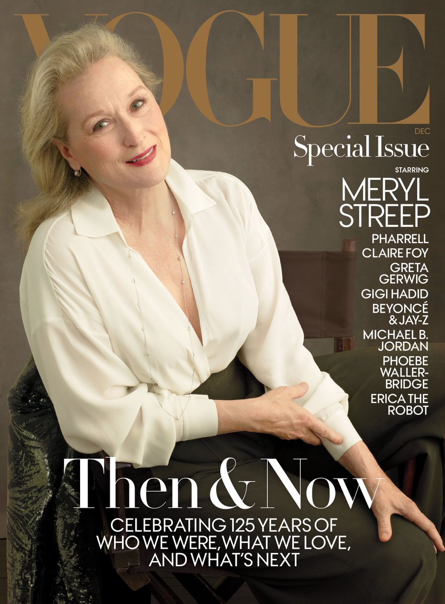voguemagazine's tweet photo. Meryl Streep stars on the cover of our December issue! Read the full interview: https://t.co/ty2VvPt6T0 https://t.co/yMmVN9Z4tM
