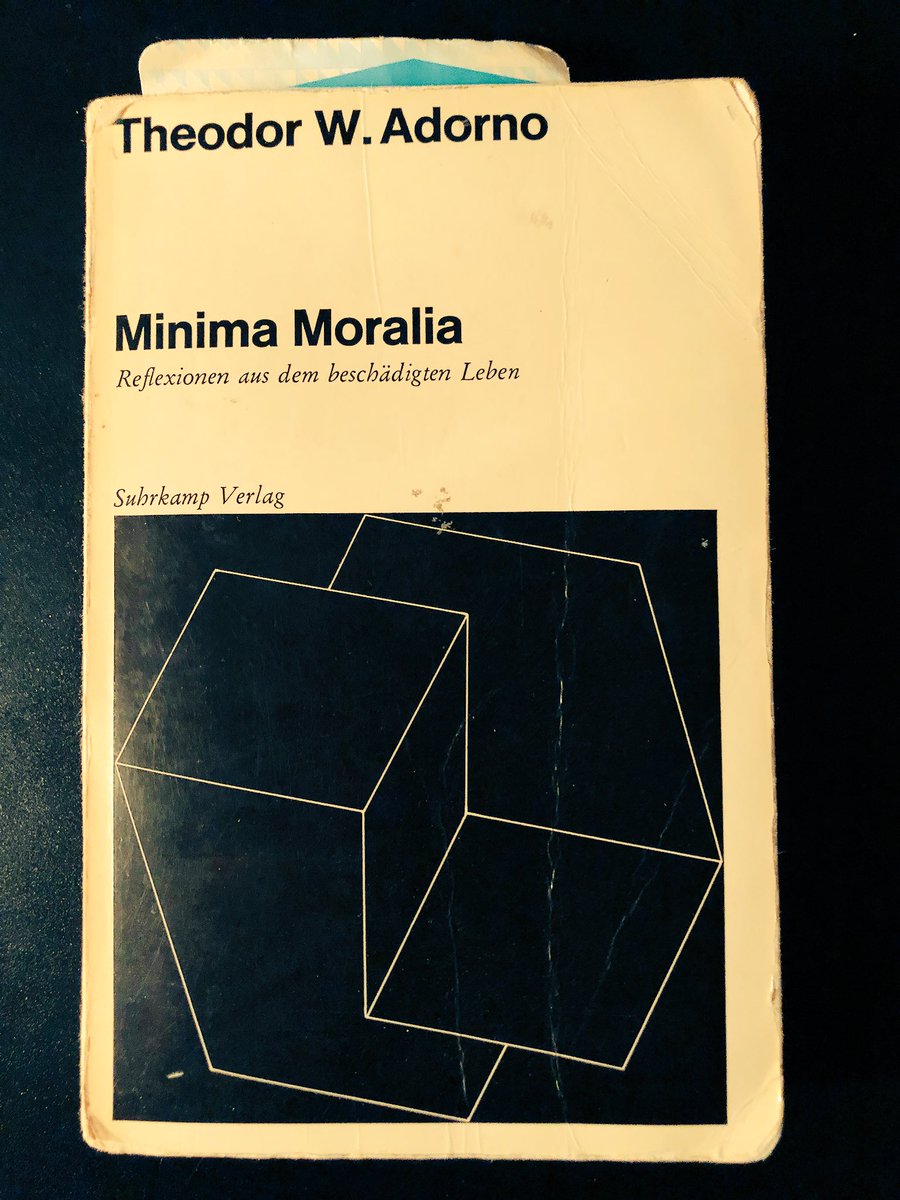 lmpresario's tweet photo. "Wir sagen und Ich meinen ist eine von den ausgesuchtesten Kränkungen." - Theodor W. Adorno Minima Moralia https://t.co/Ub6yshNDk5