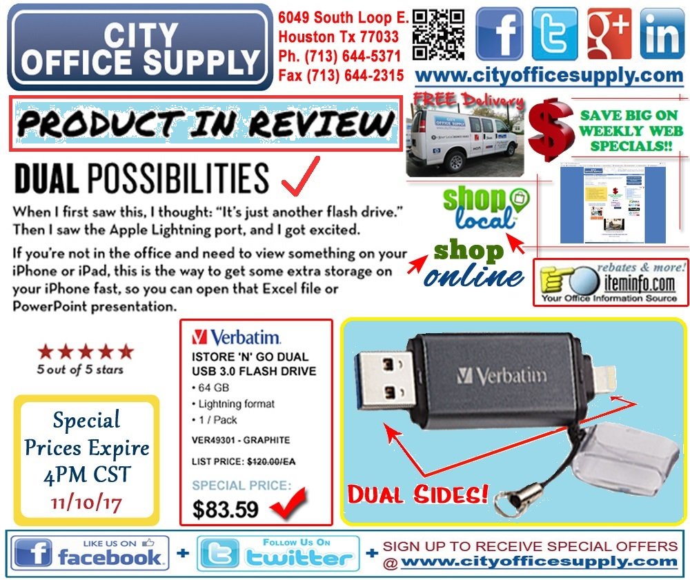 cityos's tweet photo. #ThinkTechThursday! #ReadReview &amp; #Buy @usverbatim #New #Dual #USB &amp; #LightningPort #64GB #FlashDrive #WeeklyWEBSpecial @ https://t.co/zb4z5RaOwd -> https://t.co/J7NbE78ByH https://t.co/OInOpOoq6z