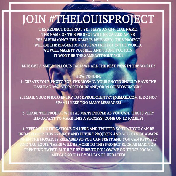 Real1DProjects's tweet image. #TheLouisProject ... Are you in? Tag your friends to get them to join x let’s make louis smile 😎