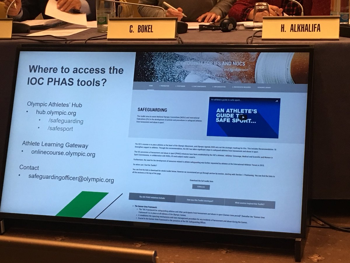 wick_22's tweet image. Off the plane and straight to present at IOCAC and Entourage mtng on Harassment and Abuse. A VERY key topic. Here is where you can find what the IOC is doing to safeguard athletes. #iocac #protectathletes