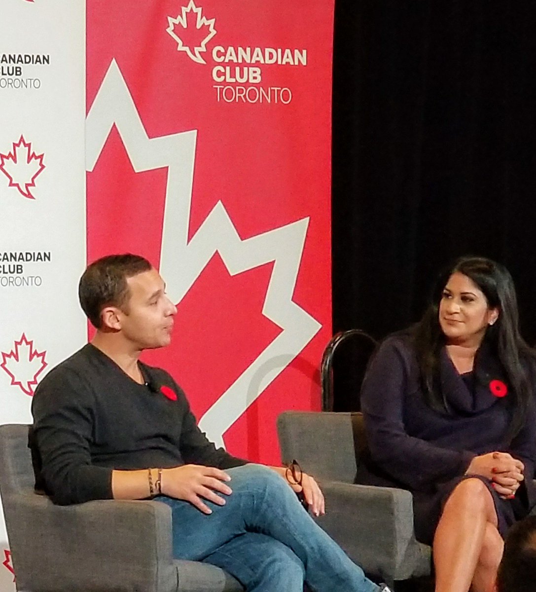 On stage <a href="/FairmontRYH/">Fairmont Royal York</a> for <a href="/CdnClubTO/">Canadian Club Toronto</a> , <a href="/AdrienneBatra/">𝔸𝕕𝕣𝕚𝕖𝕟𝕟𝕖 𝔹𝕒𝕥𝕣𝕒</a> in conversation with  Shopify COO on future of retail in Canada ~ says " I'm a white male in tech, I was basicly born on third base"! "We need to do better to involve women in this industry"! #CCTShopify