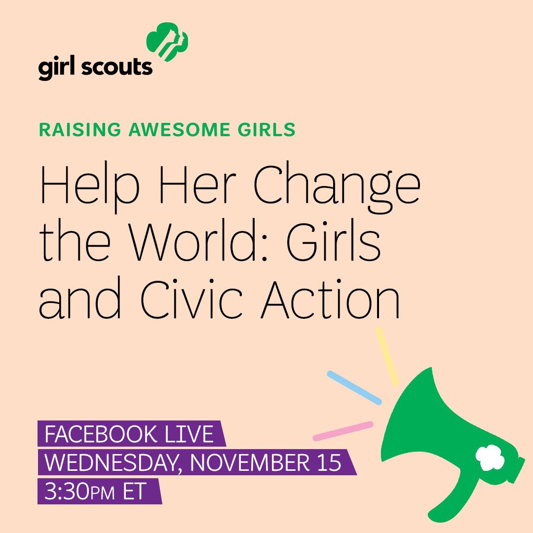 girlscouts's tweet photo. Is your daughter ready to change the world? Join us next Wednesday for tips on how to help her! #GIRLagenda https://t.co/5miDrjQl4b https://t.co/R1DomorKaE