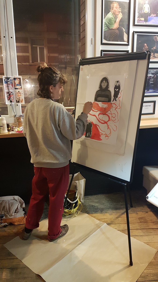 tftheatres's tweet photo. Artists at work- check out #ZaraWilkins and #ClaudiaCollett on Instagram: @claudiacollett and @zararwilkins KL #ypREACT https://t.co/TtGtvU90us