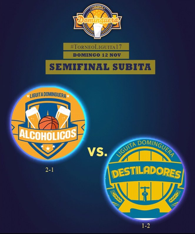 LigaDominguera's tweet photo. El domingo se juega el pase a la final del #TorneoLiguita17 en una semifinal a “Muerte Súbita”

Alcoholicos vs Destiladores @ Machepa’s Arena #WinOrGoHome https://t.co/qL5Uo4BdMP