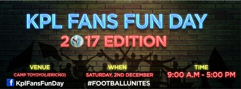 KplFansFunDay's tweet photo. MARK YOUR CALENDARS!!! The fourth edition of the KPL Fans Fun Day happening at the Camp Toyoyo on Saturday 2nd Dec #KplFansFunDay https://t.co/z205QKKPT7