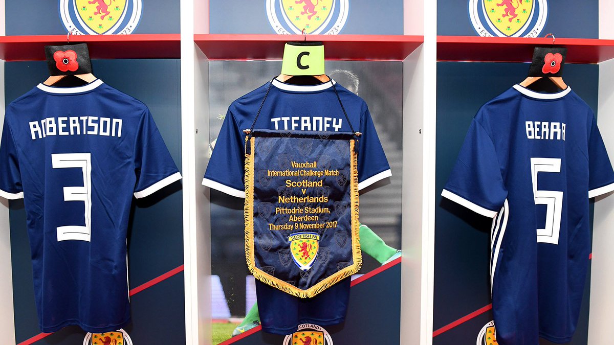 ScottishFA's tweet photo. Kieran Tierney captains Scotland for the first time this evening. Kick-off is less than an hour away. #SCONED https://t.co/Riv3Hdpt45