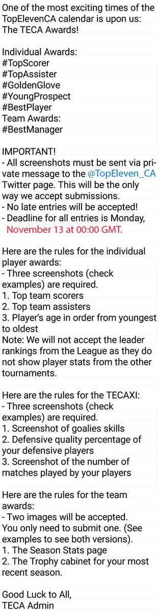 WeAreTECA's tweet photo. #TECA Awards #Dubai 🏆
The rules for the #TECAAwards12
Las reglas para los Premios #TECA12

Please check examples.
Porfavor revisen los ejemplos https://t.co/hx3x15ZNWi