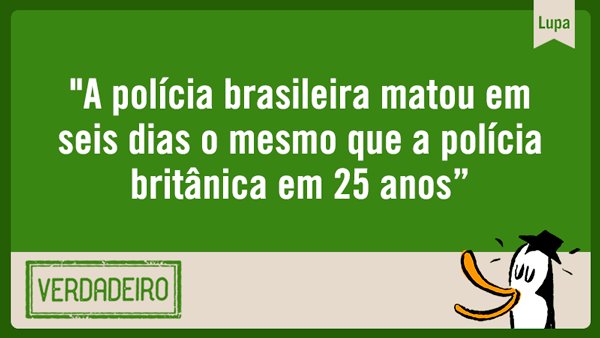 A polícia britânica demorou 24 anos para disparar 55 tiros letais. A brasileira, em 2015, registrou uma média de nove vítimas fatais por dia. Leia mais em bit.ly/2zwM0Hg